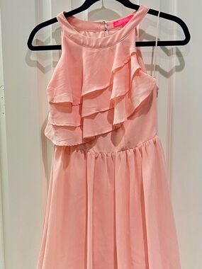 Xtaren Blush Layered Ruffle Chiffon Formal Dress